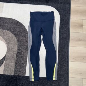 lululemon athletica Navy and Gray Leggings with Yellow Accents